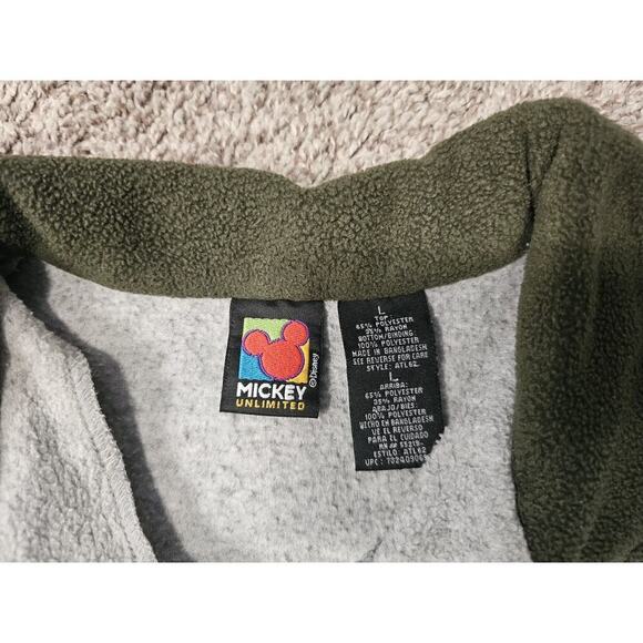 Vintage Mickey Mouse Disney Fleece Pullover 1/4 Zip Pocket Mens Large Embroidery - Picture 4 of 7